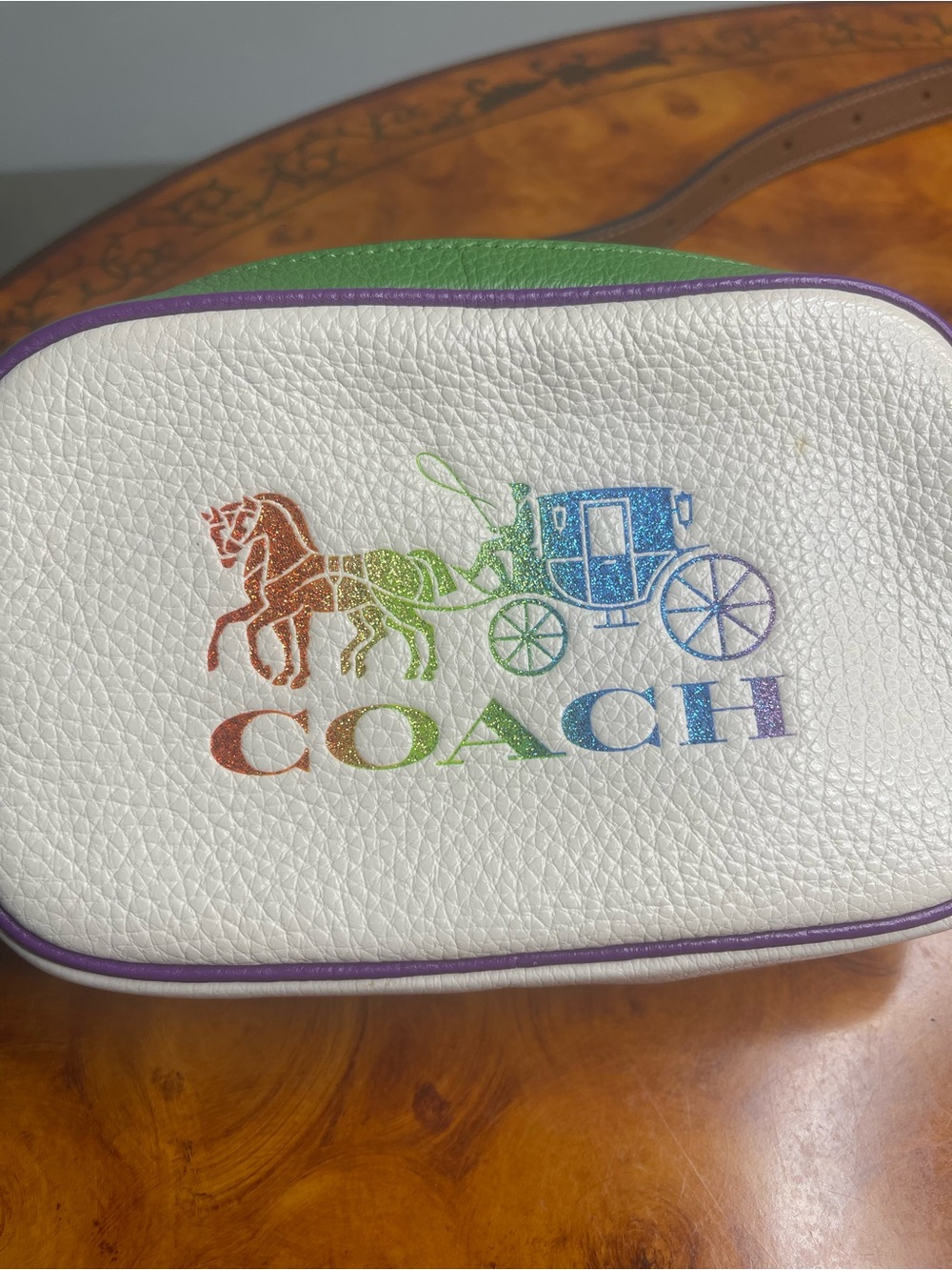 Coach Colorblock Crossbody with Blue Zipper and Rainbow Logo - Picture 9 of 10